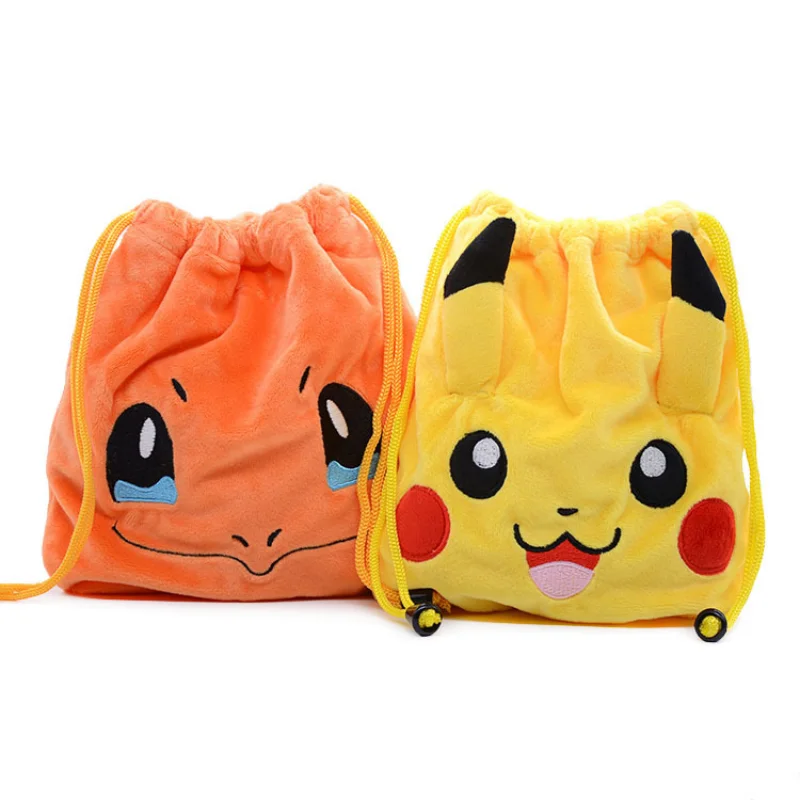 Pokemon Drawstring Pocket Storage Bag Toy Anime Figure Pikachu Charmander Squirtle Bulbasaur Model Boys Girls Gift