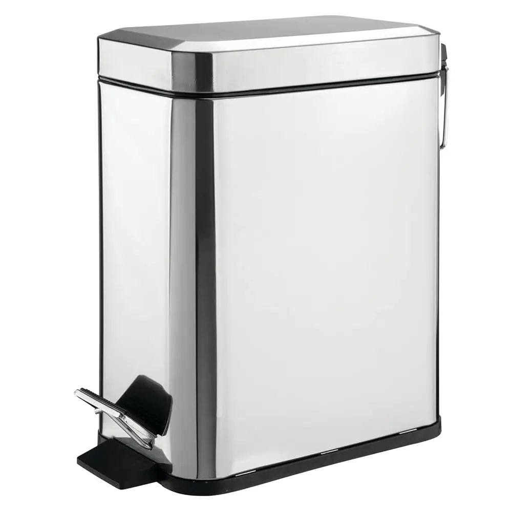 

Small Modern 1.3 Gallon Rectangle Metal Lidded Step Trash Can, Compact Garbage Bin with Removable Liner Bucket and Handle fo