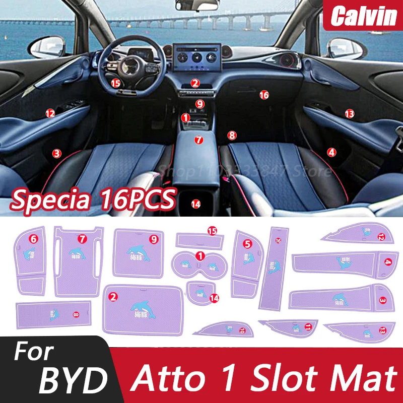 16pcs for Byd Dolphin Atto 2 Slot Mat Special Interior Storage Mat Control Water Cup Non-slip Decorative Modification Supplie