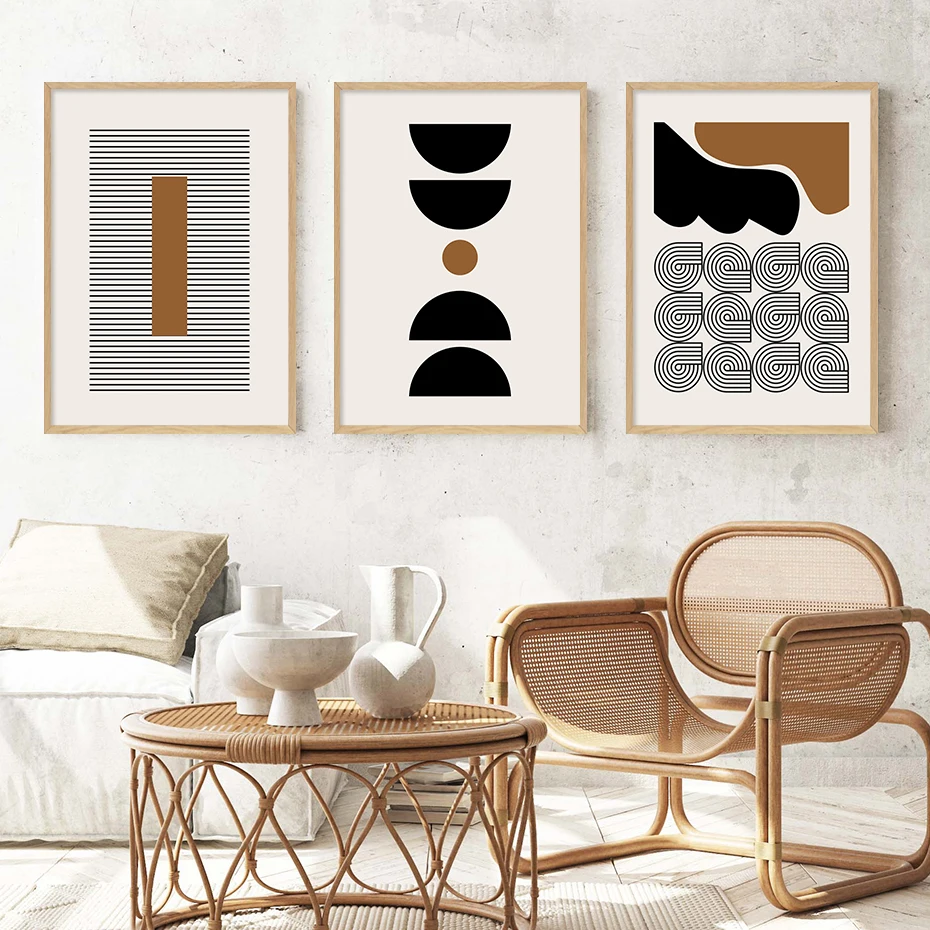 

Modern Abstract Geometric Line Mid Century Posters Canvas Painting Wall Art Print Pictures Living Room Interior Home Decoration