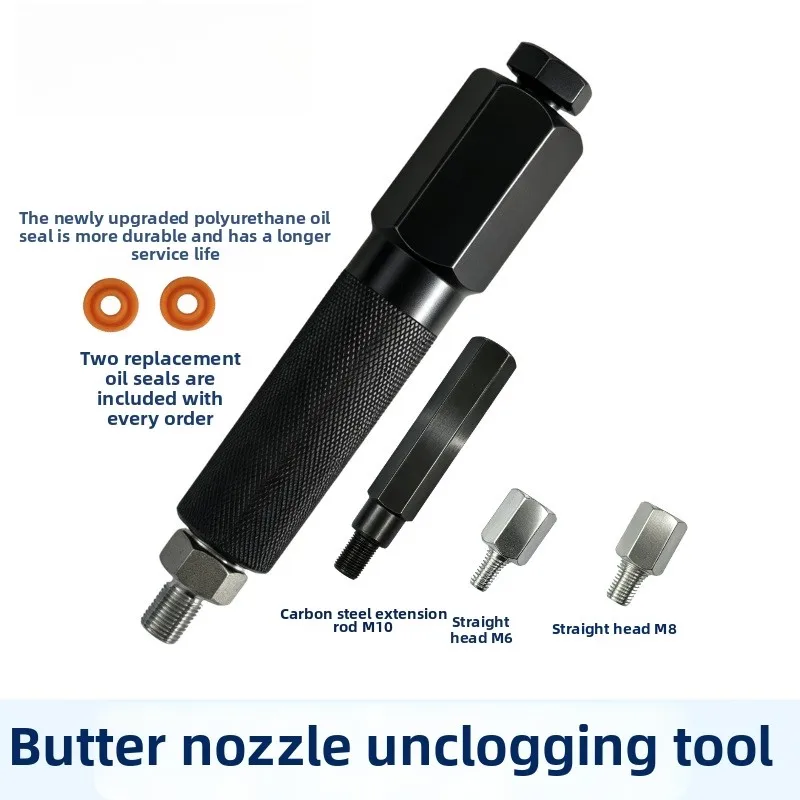 Grease Nipple Unclogging Tools Set: For M6 & M8 Tips With10mm Extension Rod For Machinery Maintenance