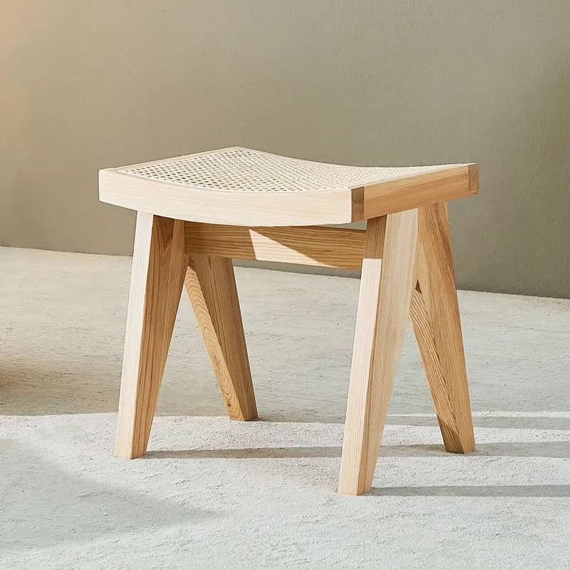 The product can be customized.Nordic solid wood stool, Japanese style household children's small square stool, rattan woven shoe