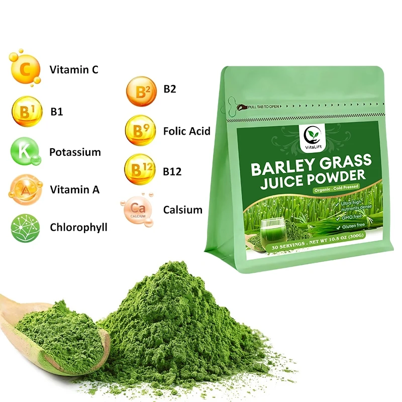 VitaLift Organic Barley Grass Powder, Rich in Vitamins, Minerals, Fibers, & Antioxidants Superfood Greens Mix for Immune Health