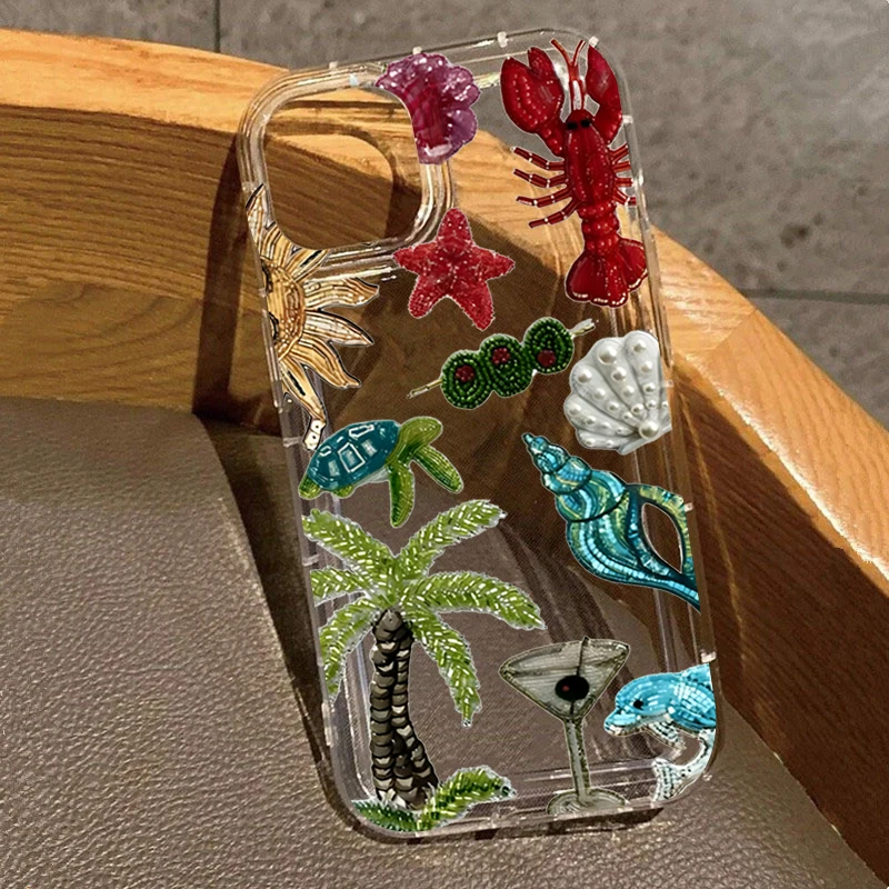 Summer Ocean Style Phone Case for Samsung Galaxy S25 S24 S23 S22 S21 S20 S10 Note20 Note10 FE Ultra Plus 4G 5G Clear Back Cover