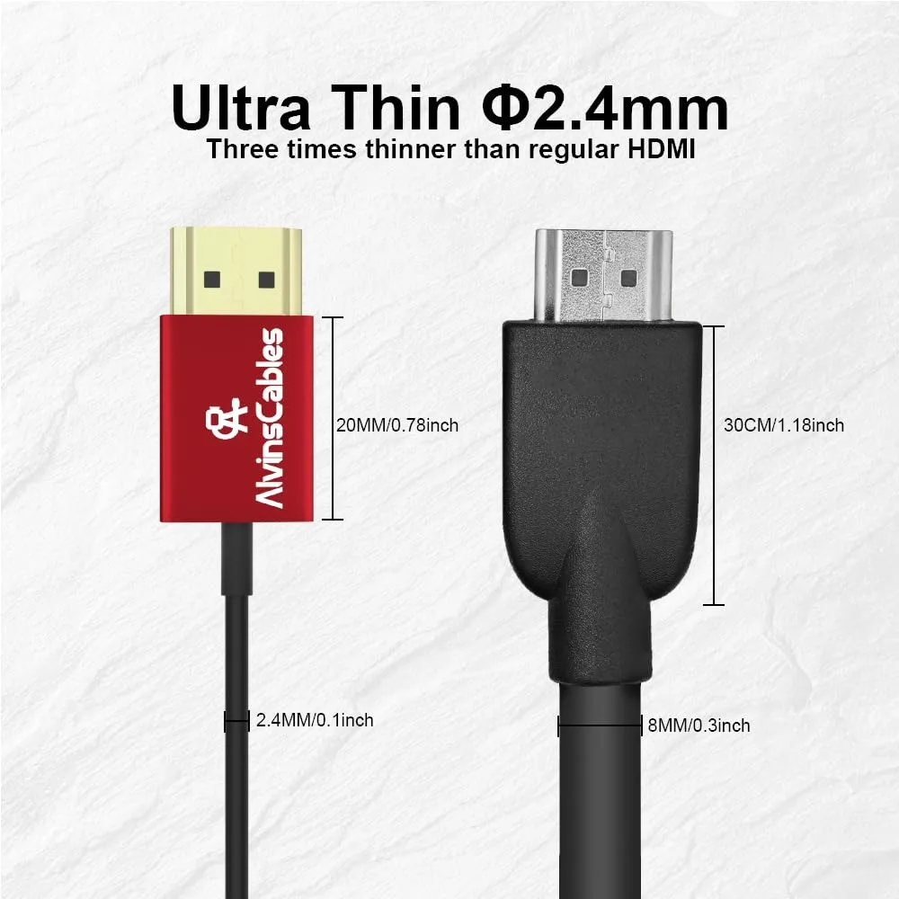 

Alvin's Cables Ультратонкий HDMI-кабель 8K Высокоскоростной кабель HDMI-2,1 48 Гбит/с для Atomos Ninja-V 4K-60P 6K-Record, Z-CAM, для Canon