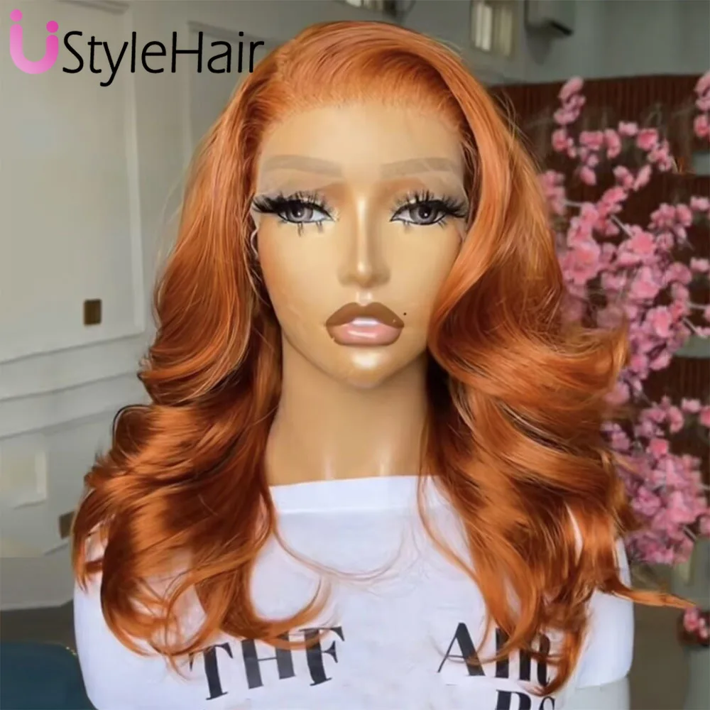 

Рыжий Оранжевый Короткий Парик 13x4 Кружева Фронта Шнурка Синтетические Волосы Бесклеевые Короткие Волнистые Парики Боб для Женщин Натуральные Волосы Парики Для Ежедневного Использования