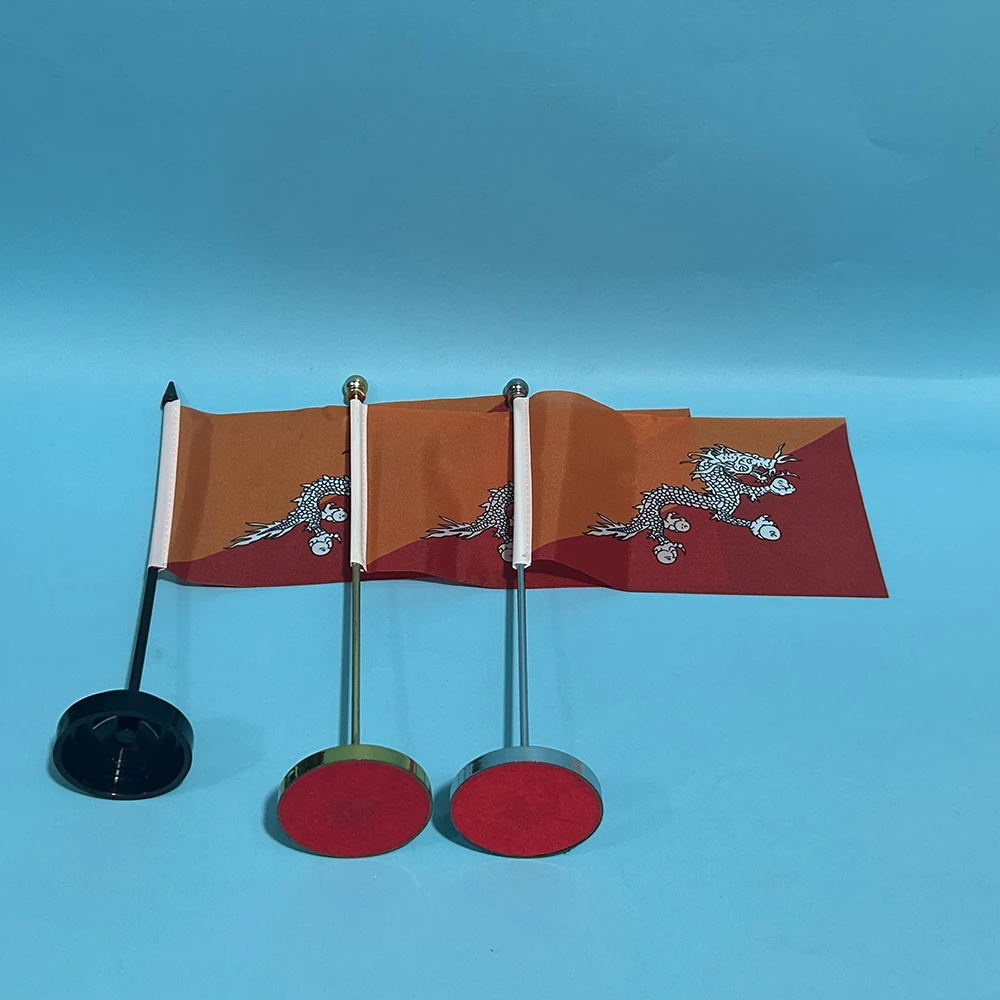 （SKY FLAG)Office Desk small Flag Of Bhutan flag 14x21cm polyester BT Bhutan National Flag Country Banner Desk Ornaments Flags