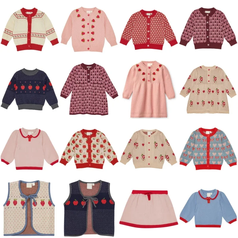 

Новый детский вязаный кардиган клубники 25FL на фестиваль китайского Нового года, Рождества и девочек