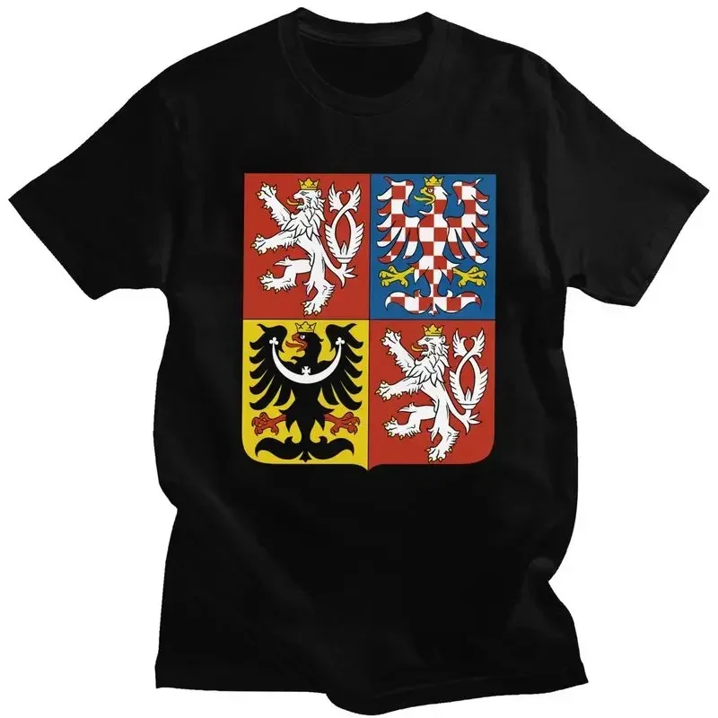 Short Sleeve Tops Male Coat Of Arms The Czech Republic T Shirts Short-Sleeve Cotton Tshirt Streetwear T-shirt Summer Tee Apparel