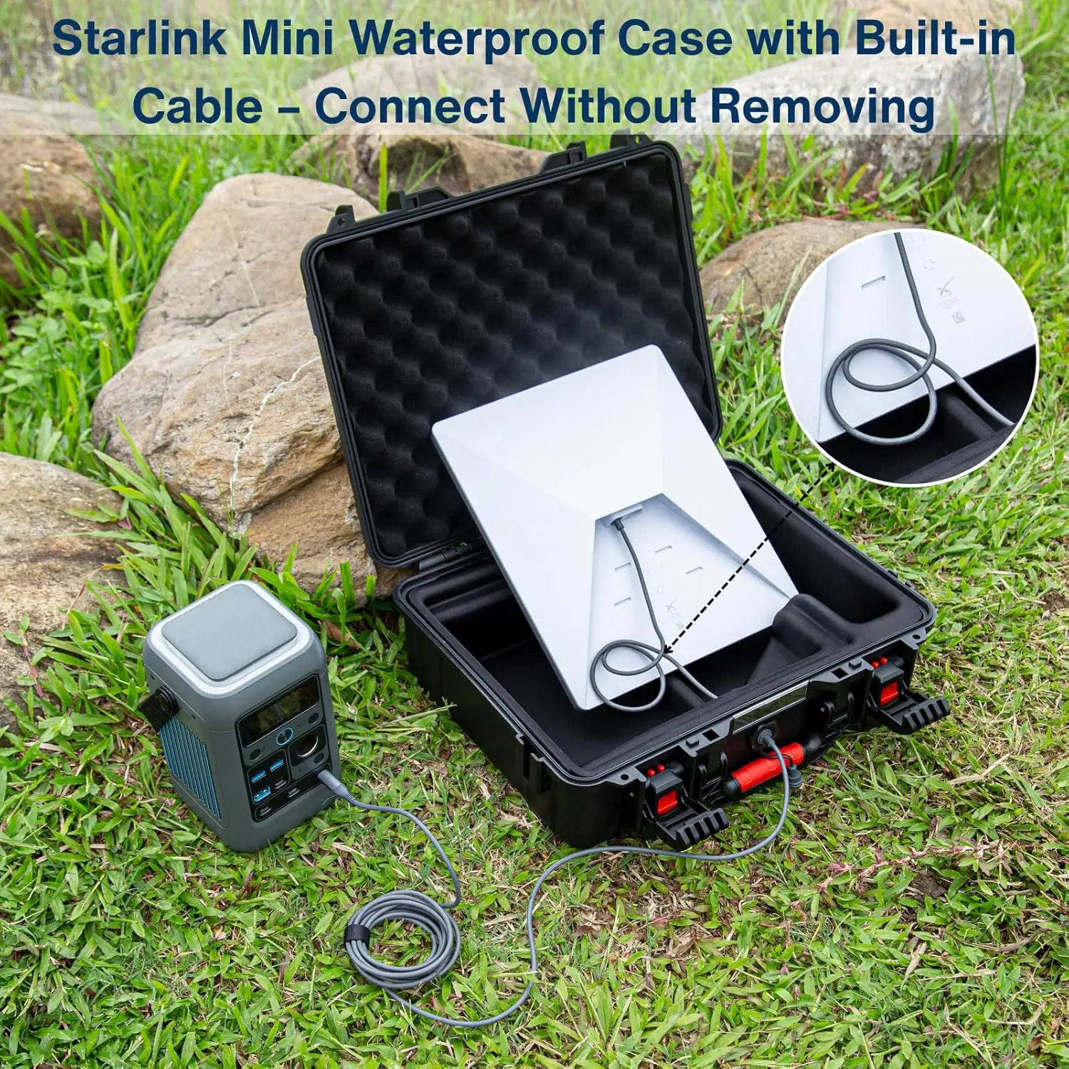 حافظة صغيرة مقاومة للماء من Starlink مع منفذ شحن، هيكل صلب مبطن بالرغوة، مزلاج آمن، محمول للسفر #2