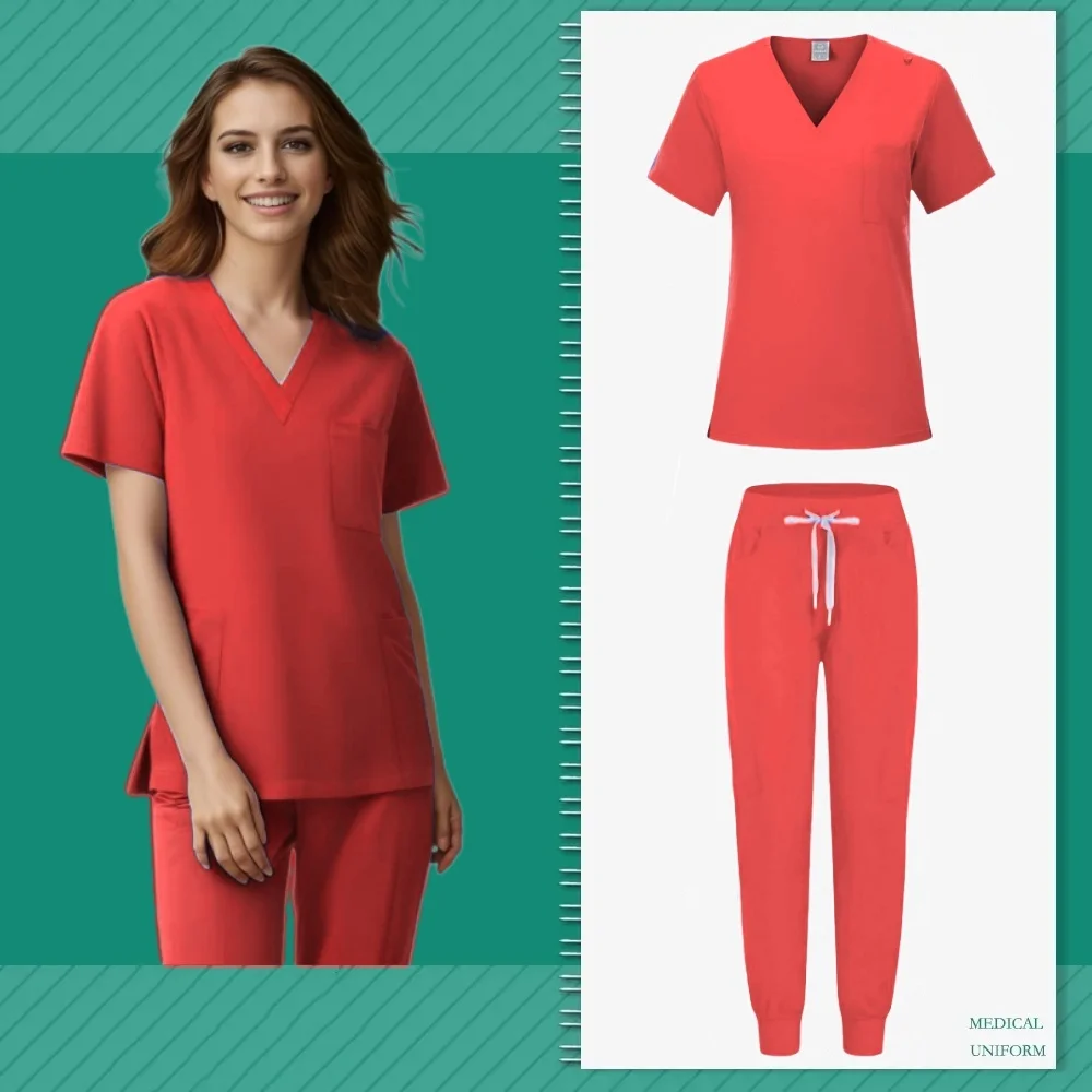 Fashion Hospital Nurse Beauty Dental Salon Work Clothes Uniform Medical Scrubs Jogger Unisex Sets Spa Uniforms Women