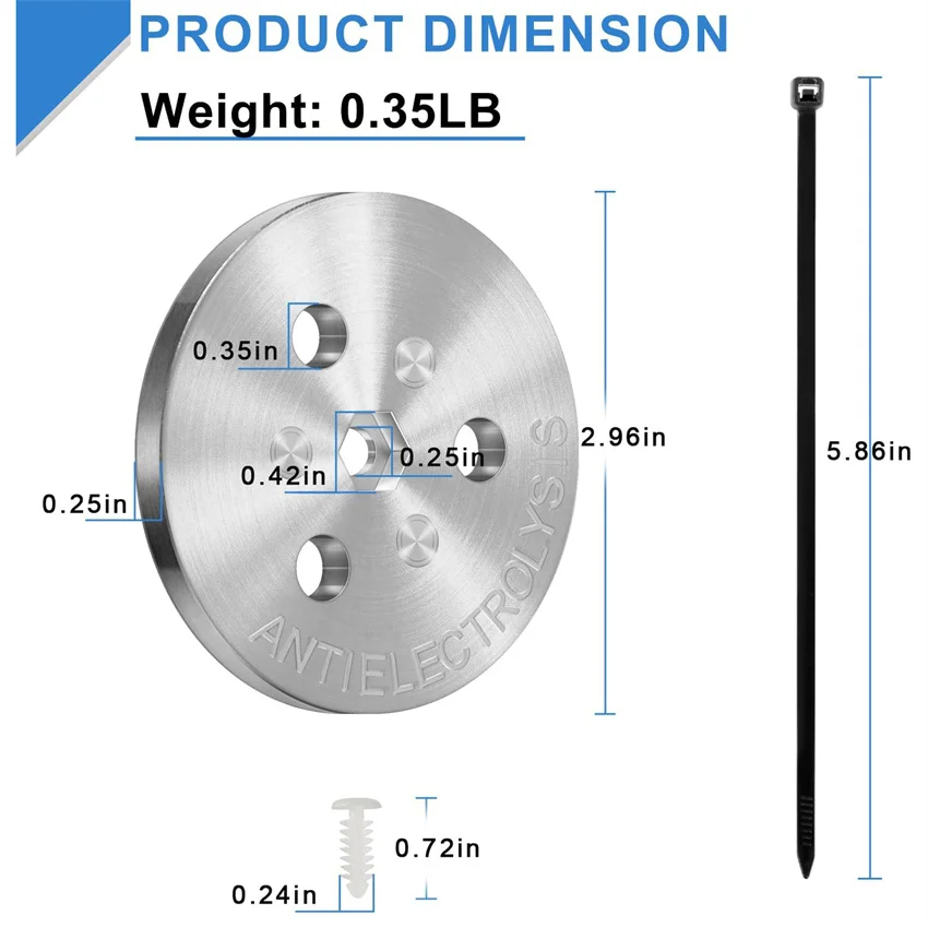 104-A Anti-Electrolysis Zinc Anode Weight for Salt Swimming Pool, Pool Skimmer Basket Sacrificial Anode for Cathodic Protection