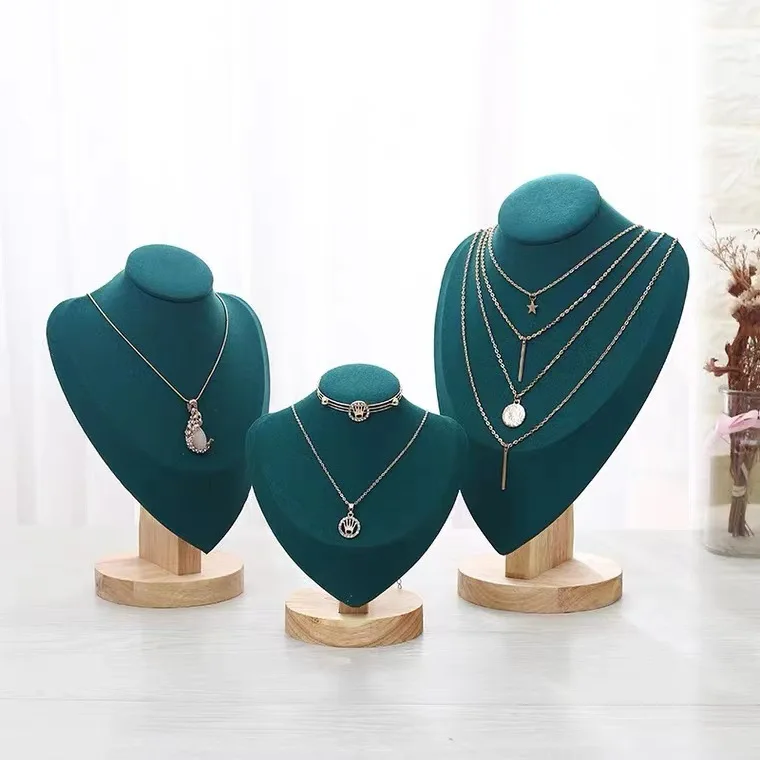 Organizador de joyas de alta calidad, soporte de exhibición, Base de madera, collares, cadena de busto, soporte de Gargantilla, maniquí para