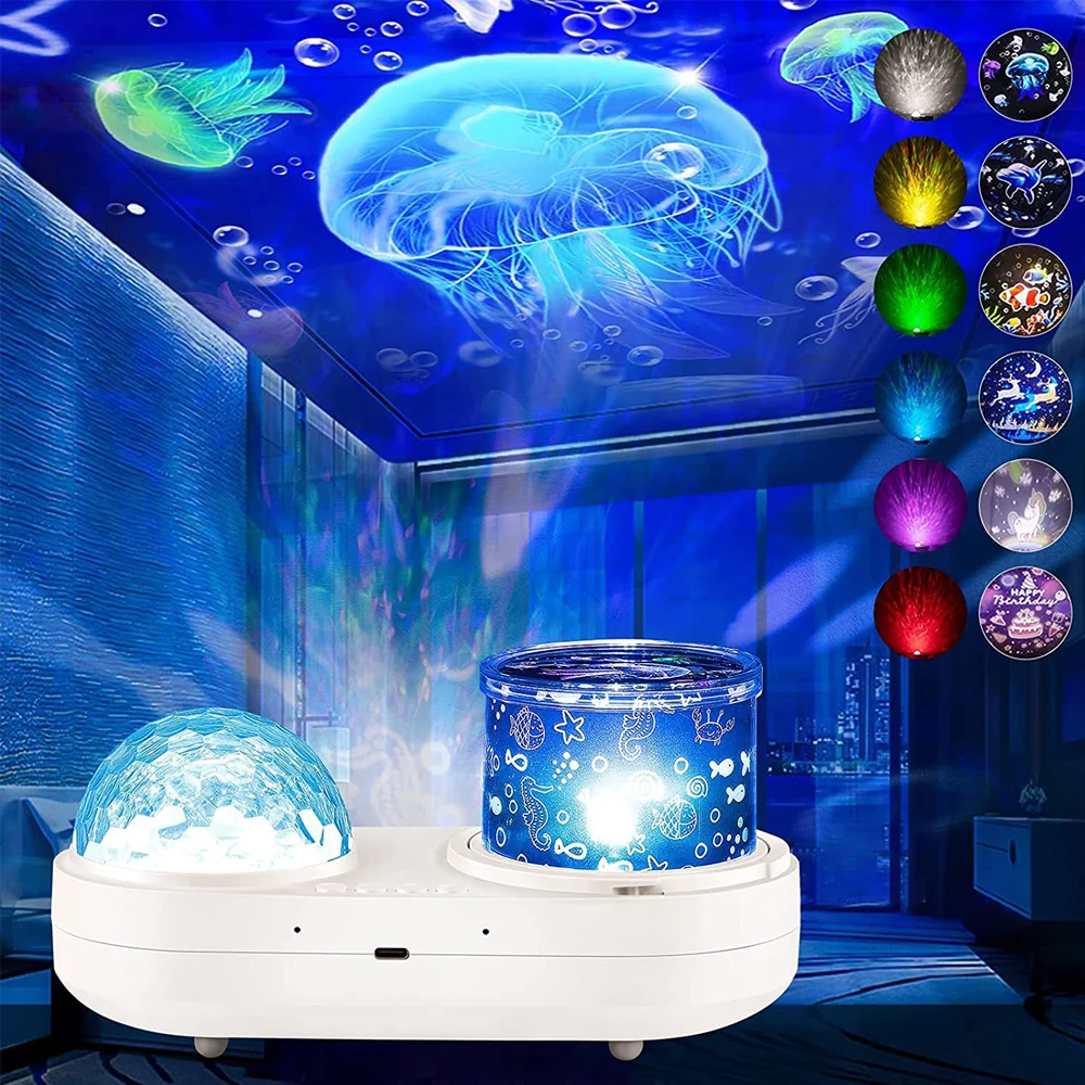 Kids Constellation Galaxy Projection Lamp Ocean Star Sky Projector Night Light 360 Degree Rotating Nebula Starry Sky Light Gifts