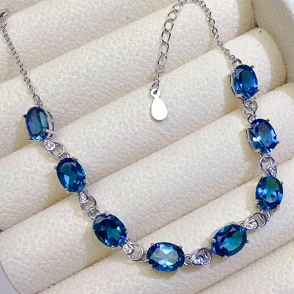 

Fashion Sterling Silver Topaz Bracelet for Daily Wear 6mm*8mm VVS Grade Topaz Silver Bracelet Gift for Woman