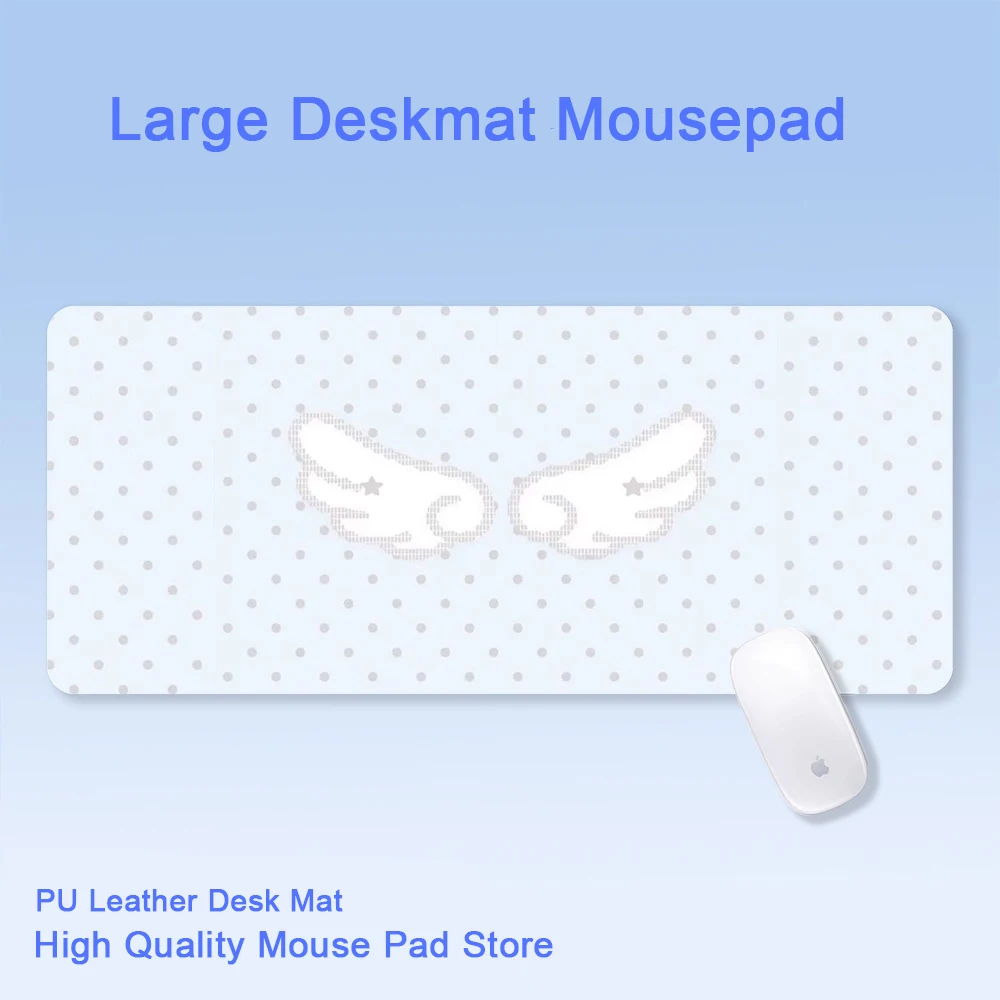 

Большой коврик для мыши из искусственной кожи с голубым рисунком в горошек в корейском стиле | Минималистичный коврик для офисного стола, милый и эстетичный в стиле каваи для девочек