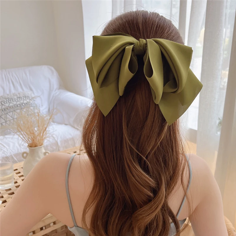 Oversized Grote Strik Satijnen Haarspeldjes Voor Meisjes Zoete Koreaanse Lint Lente Clip Boog Haar Clip Vrouwen Haarspelden Haar Accessoires