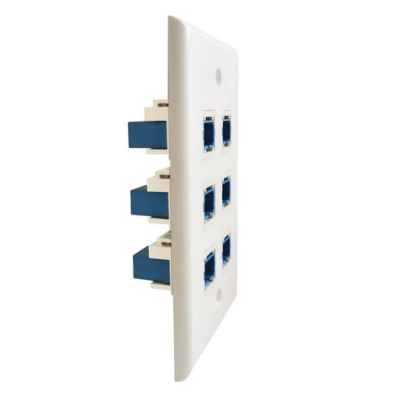 6 Port SC Serat Optik UPC Panel Dinding Steker Konektor Perempuan untuk USA SC/SC Penutup Faceplate Dalam Warna Putih