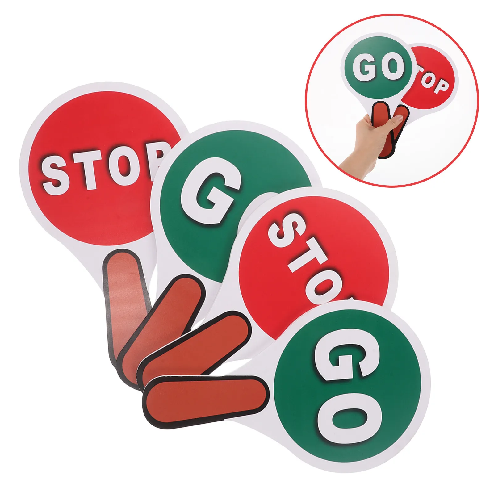 

2Set Signs Double Sided Red Green PVC Waterproof Handheld Traffic Safety Teaching Road Safety Signs