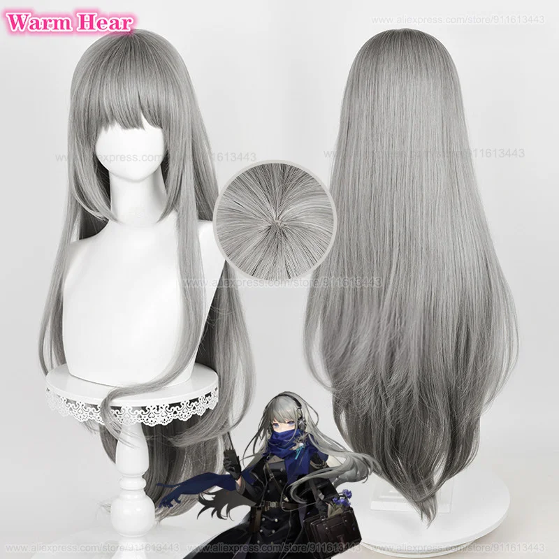 Bkornblume Cosplay Wig Game Long 85cm Gray Gradient Wigs Cosplay Anime Wig Heat Resistant Synthetic Wigs + Wig Cap