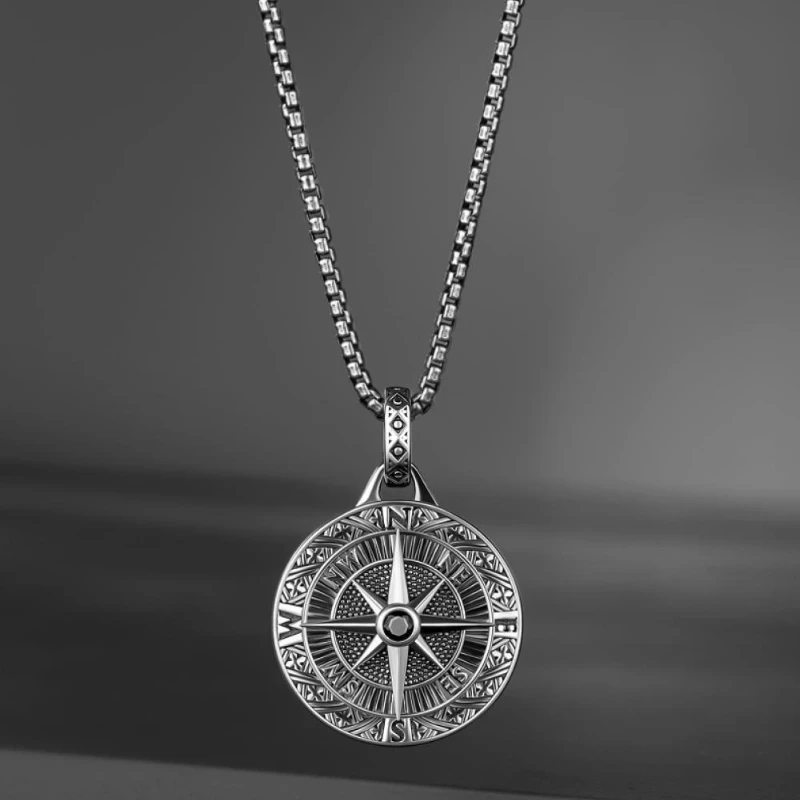 Retro Compass Pointer Sweater Chain Pendants Alloy Fashion OL Men Hip-hop Long Necklace Jewelry