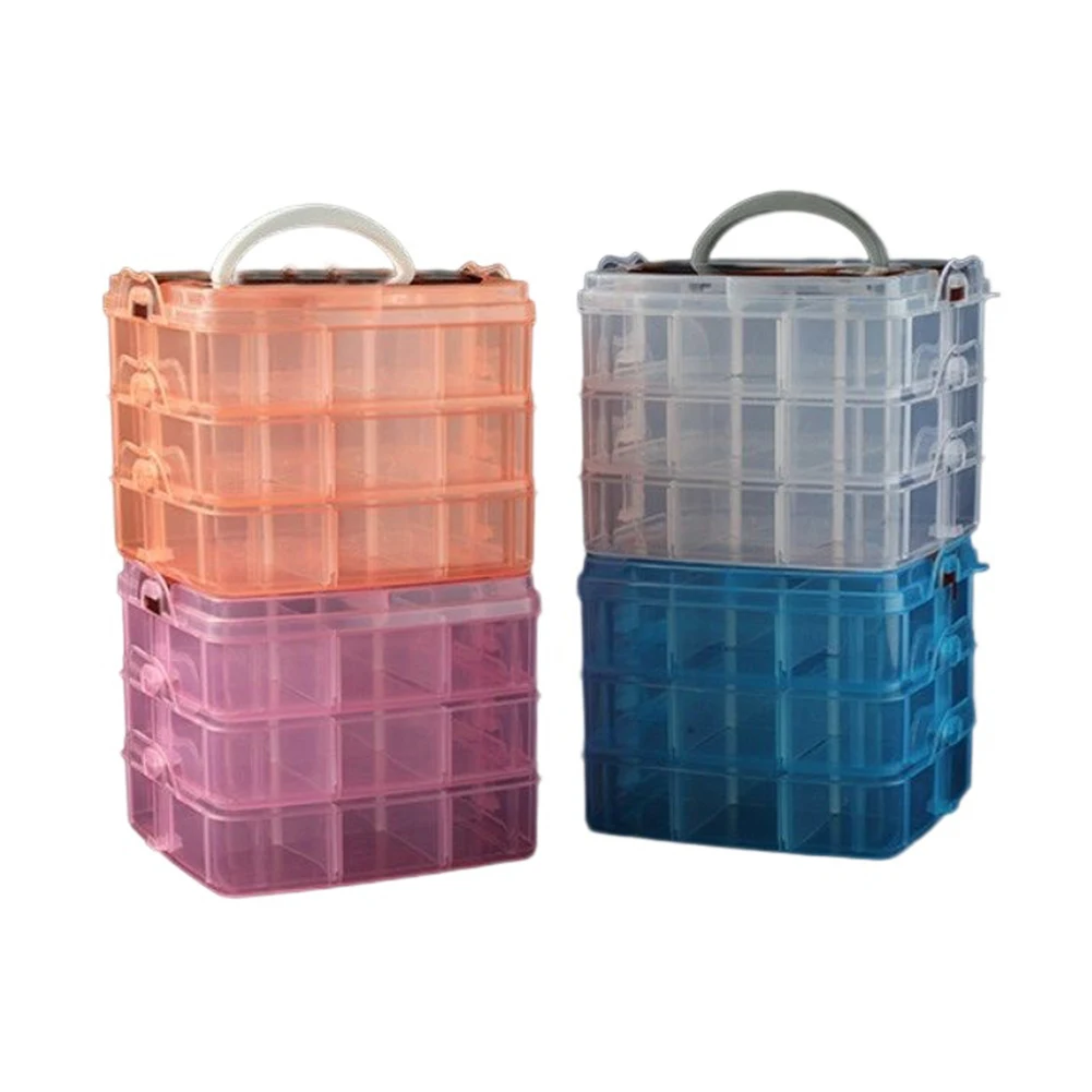 

18 Grids Container For Beads Plastic Adjustable Storage Case Box 3 Layer Jewelry Art DIY Crafts Jewelry Fishing Tackles