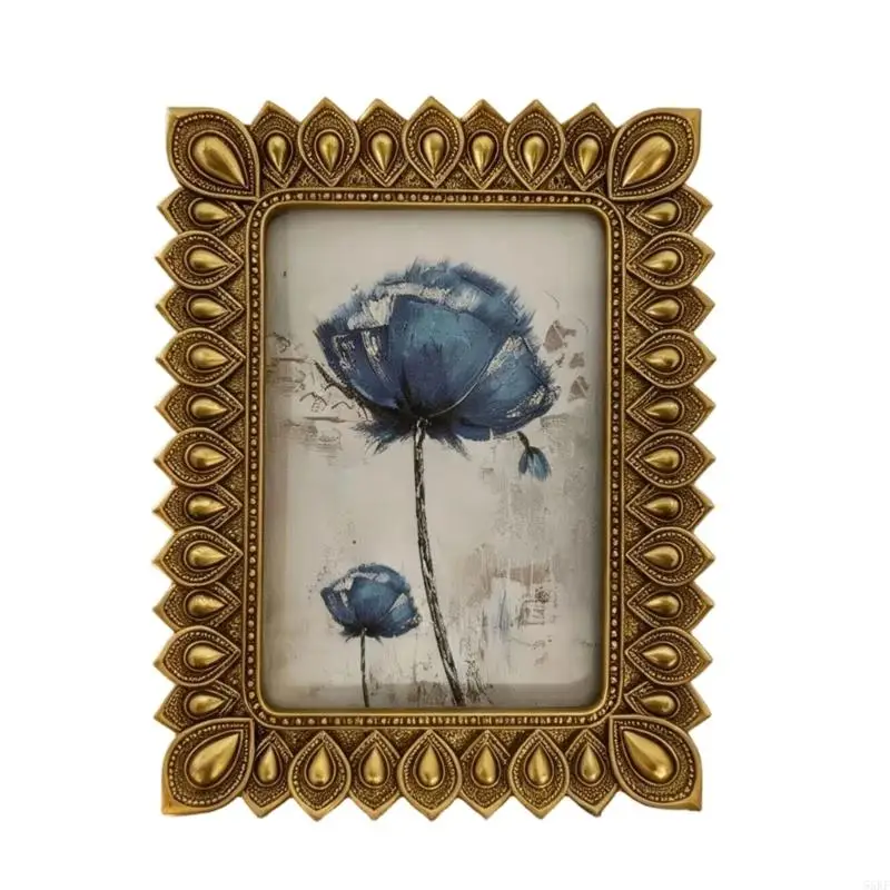 Raised Border Photo Frame with Warm Gold Finish for Daily Use 55KF