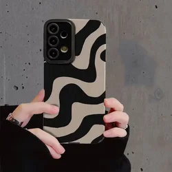 For Samsung Galaxy S26 S25 S24 S23Plus S22 Ultra Zebra Strip Leather Case A14 A15 A16 Cover A73 A34 A36 A37 A53 A54 55 56 A52S