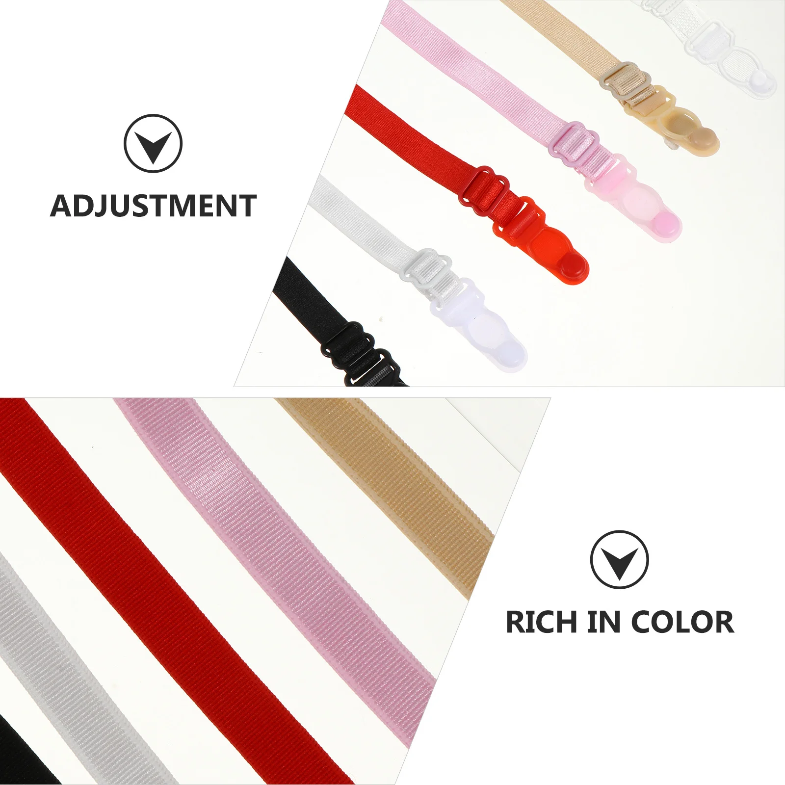 

6Pcs Underwear Strap Holder Reusable Anti-Slip Bra Belts Adjustable Length for Tank Tops Summer Vests Exercise Running Climbing