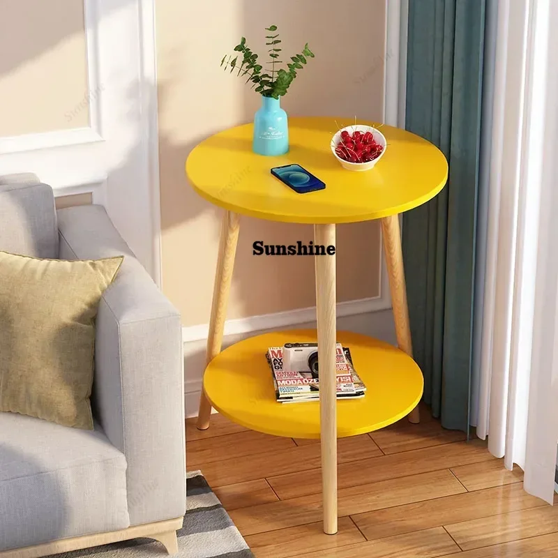 Wood Luxury Side Table Books Photo Album Round Clear Simple Cute Cheap Coffee Table Unique Mesas Bajas Lounge Suite Furniture F