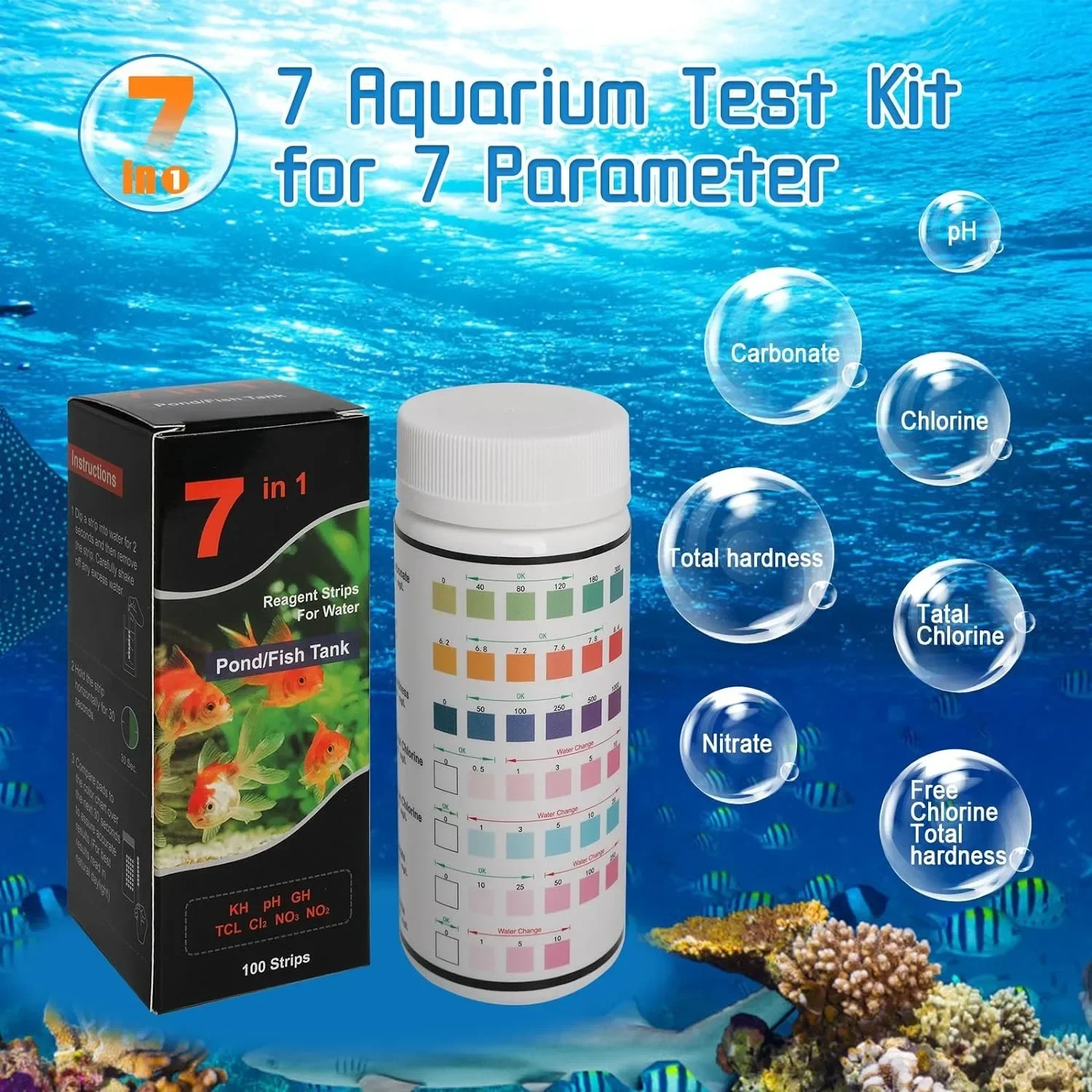Aquarium-Teststreifen für Süßwasser-Schwimmbäder und Aquarien, pH-Wert-Teststreifen, Wasserqualitäts-Teststreifen für Fischbecken, pH-Qualitäts-Kit – Detail 2