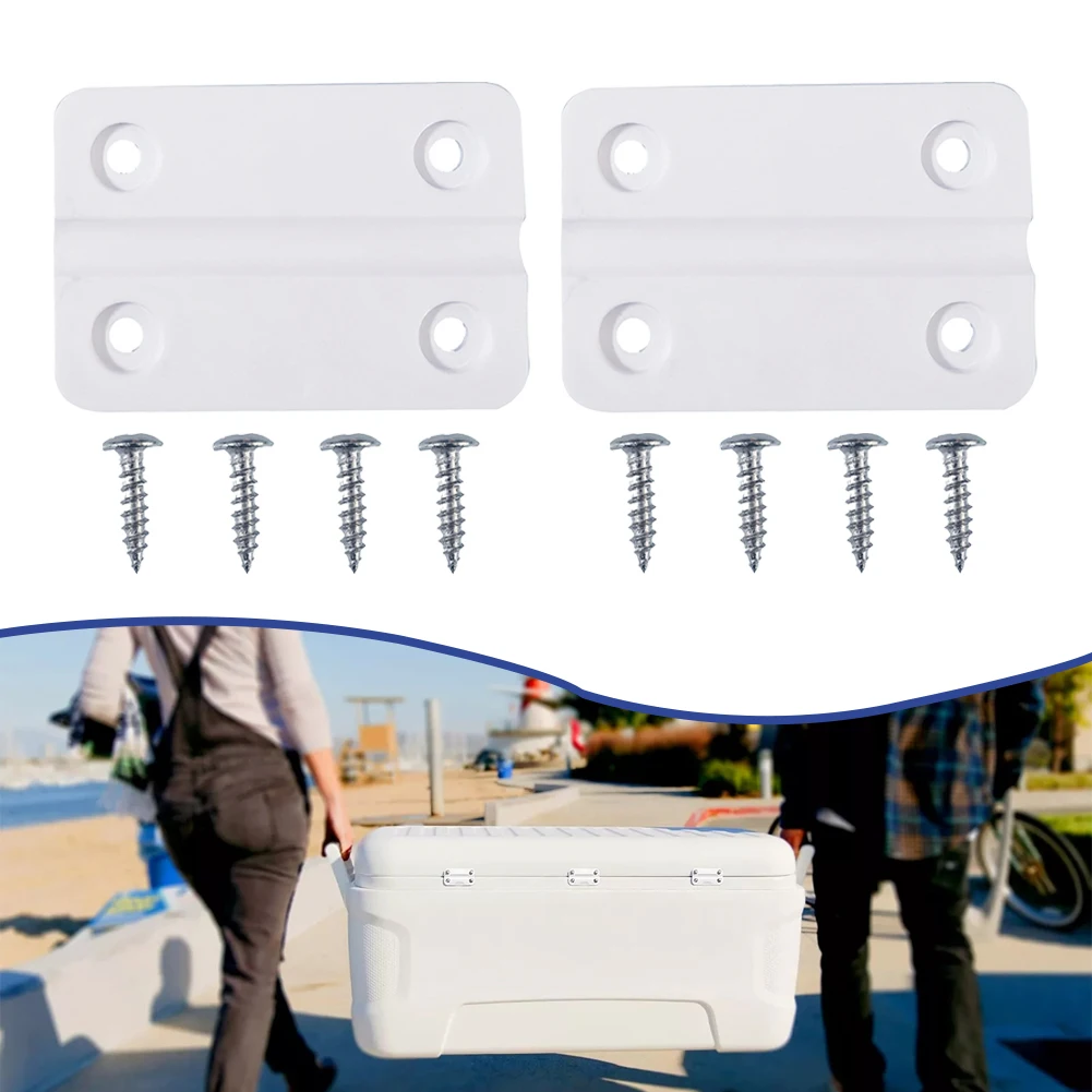 2pcs Replacement Hinges With 8 Stainless Screws Parts Kit For Coolers Maintenance And Repairs Outdoor Cooking Hinges Hardware