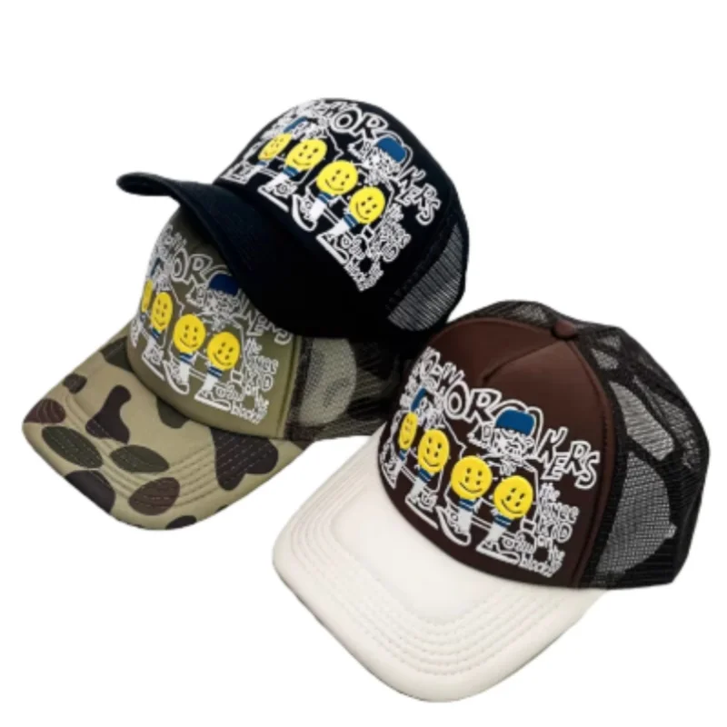 

﻿ Новая весенне-летняя бейсболка с 3D-граффити, принтом букв и смайликов, в стиле колор-блокинг, модная кепка-уточка в стиле хип-хоп