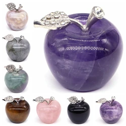 Wholesale 30mm Apple Statue Natural Stones Healing Crystals Quartz Gemstone Carved Furnishing Ornament Home Decor Christmas Gift