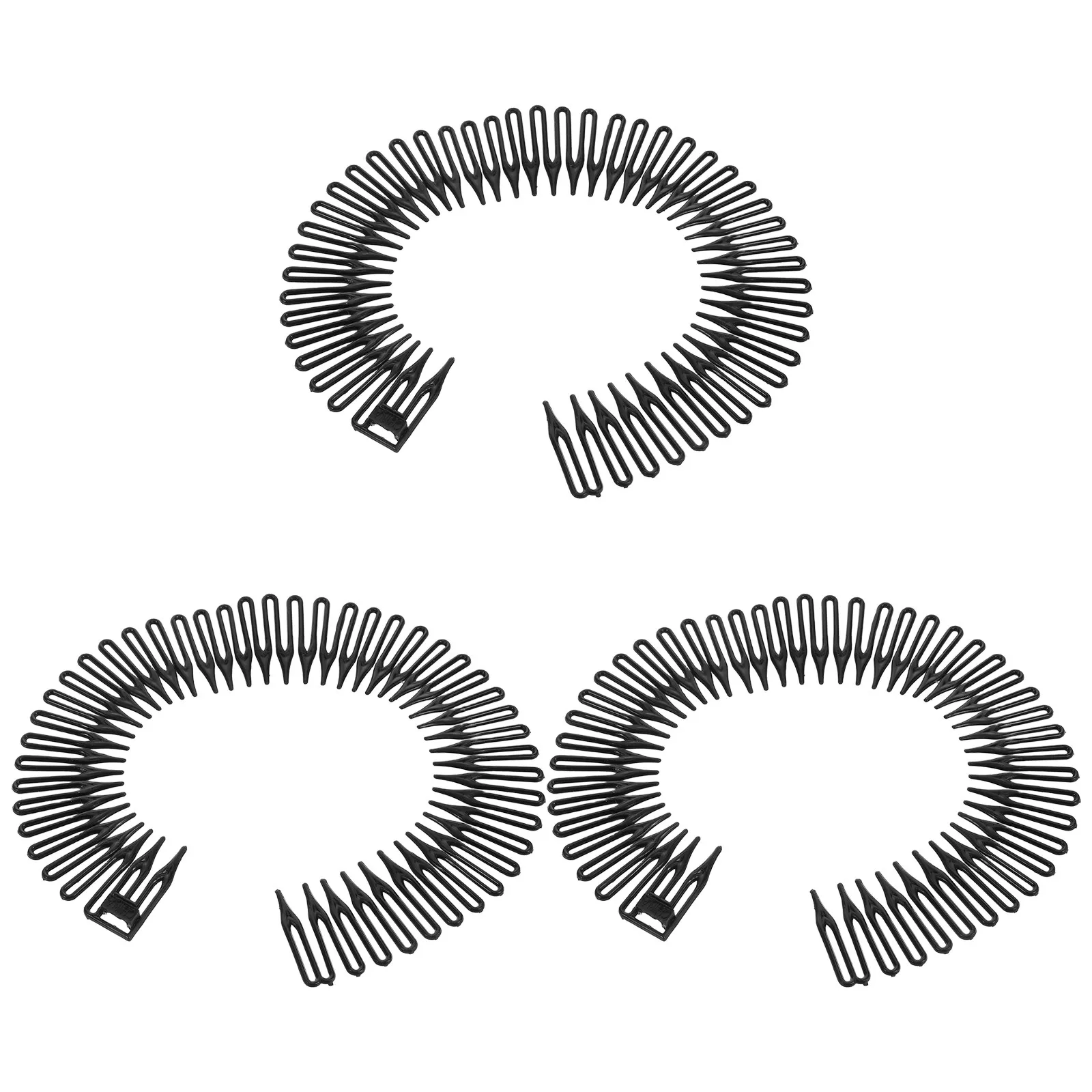 

Black Stretchable Spring Hair Comb Flexible Elastic Circle Tooth Headband Hair Wrap Holder for Styling Sports Face Washing