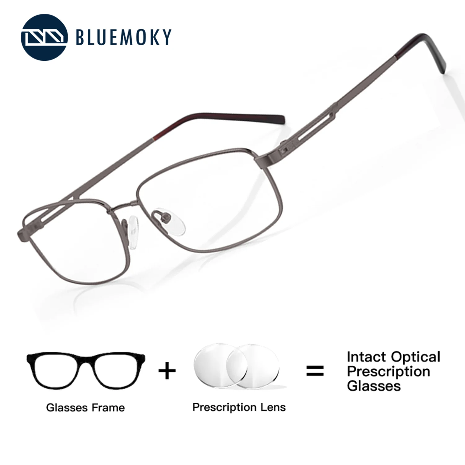 

BLUEMOKY Metal Rectangle Prescription Glasses Men Computer Glasses with Blue Light Filter Correction Vision Men's Myopia Glasse