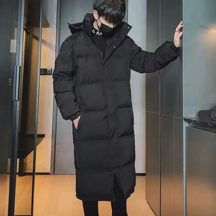 

Ultra-Long down Cotton Jaet Men's Thiened Large Size Loose Couple Mid-Axis Outerwear Korean Sle Commute Straight Tube