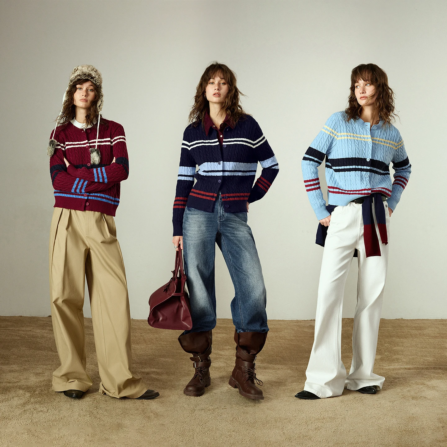 TOYOUTH Prendas de punto para mujer, Tops suaves de punto con cable Retro a rayas americanas con cuello redondo, invierno 2025