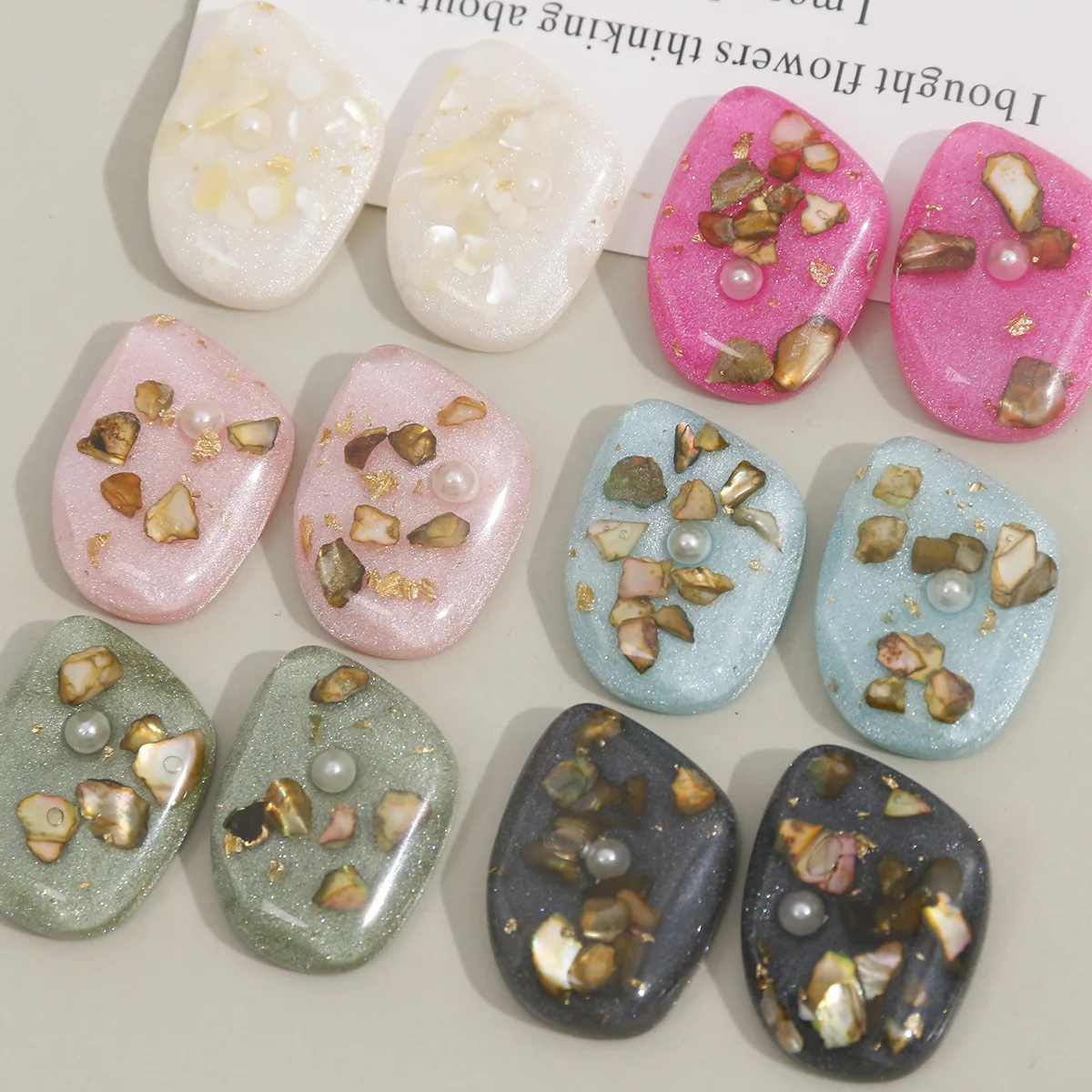 Sparkling Granular Pearl Shell Resin Slices Cute Handcraft Materials for Earrings Hair Clips Phone Case Decoration DIY