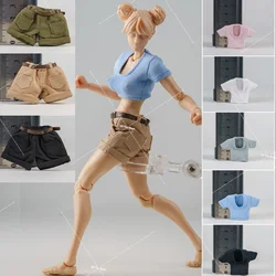 1/12 Scale Girls Versatile Tight Fitting U-neck Short T Casual Shorts For 6β Romankey X COWL Female Action Figures Anime Body