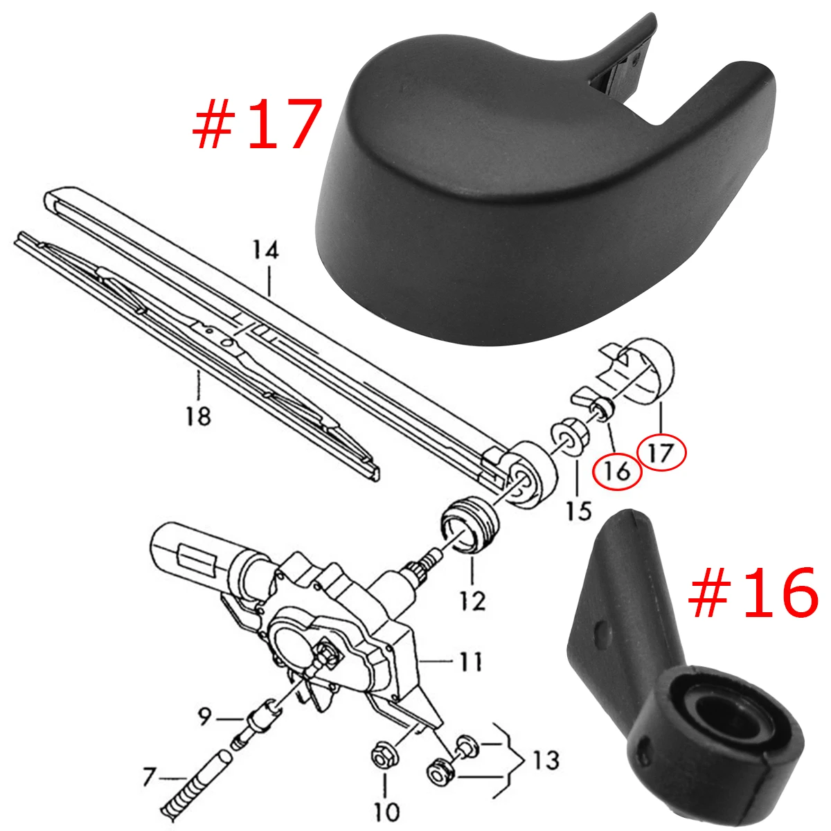 Achterruit Ruitenwisserarm Moer Bout Cap Deksel Sproeier Jet Voor Audi A1 Sportback A3 8P 8V A4 B6 B7 B8 B9 A6 C6 C7 Q3 Q5 Q7