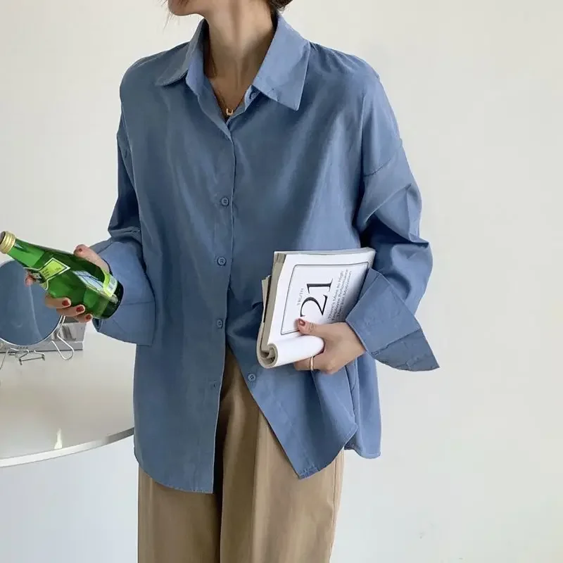 

Свободные однотонные рубашки и блузки для женщин Элегантный шикарный роскошный социальный винтажный японский модельер Harajuku Y2k Женский топ