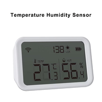 Tuya Wifi Zigbee Temperature Humidity Sensor Lux Light Detector Indoor Hygrometer Thermometer With LCD Screen Works With Alexa
