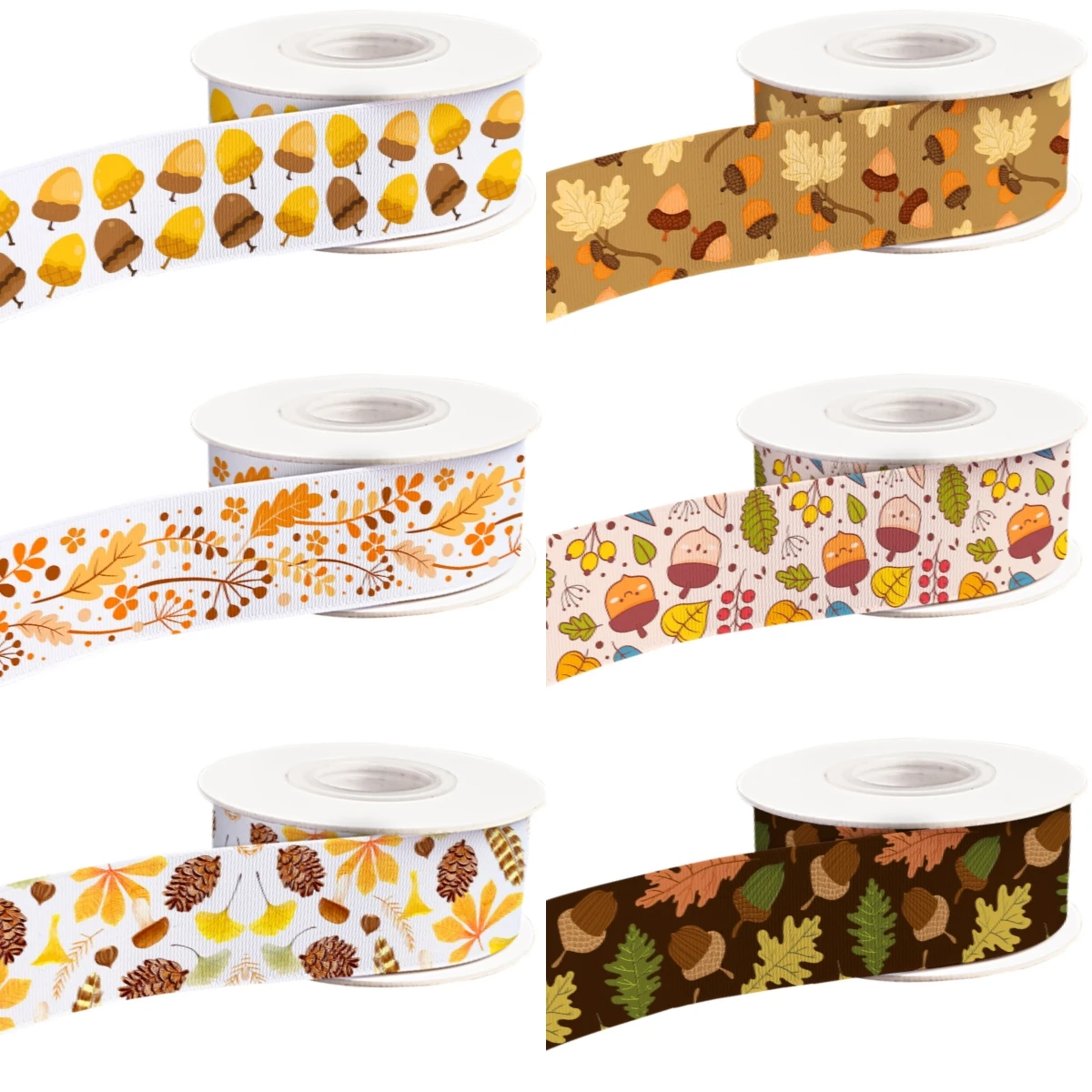 Autumn Leaf Fall Grosgrain Ribbon Satin Ribbon for Cheer Bows Girl Hair Bows Party DIY Craft Supplies Gift Wrapping