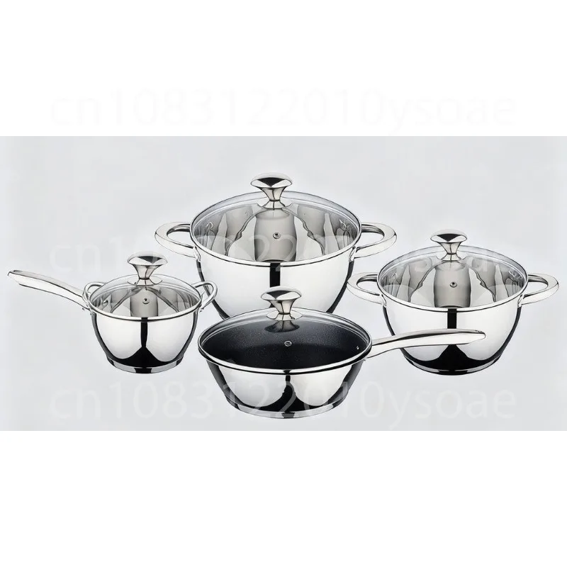 

Кастрюля из нержавеющей стали 201, кастрюля, кастрюля для молока, кастрюля для супа, сковорода, набор из 8 предметов, 5-слойное дно