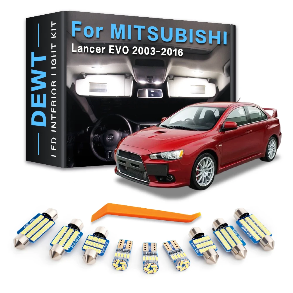 Car LED Interior Dome Light Kit For Mitsubishi Lancer Evo X 10 Evolution 7 8 9 IX 2003 - 2016 2015 Sunvisor Trunk Bulb Canbus
