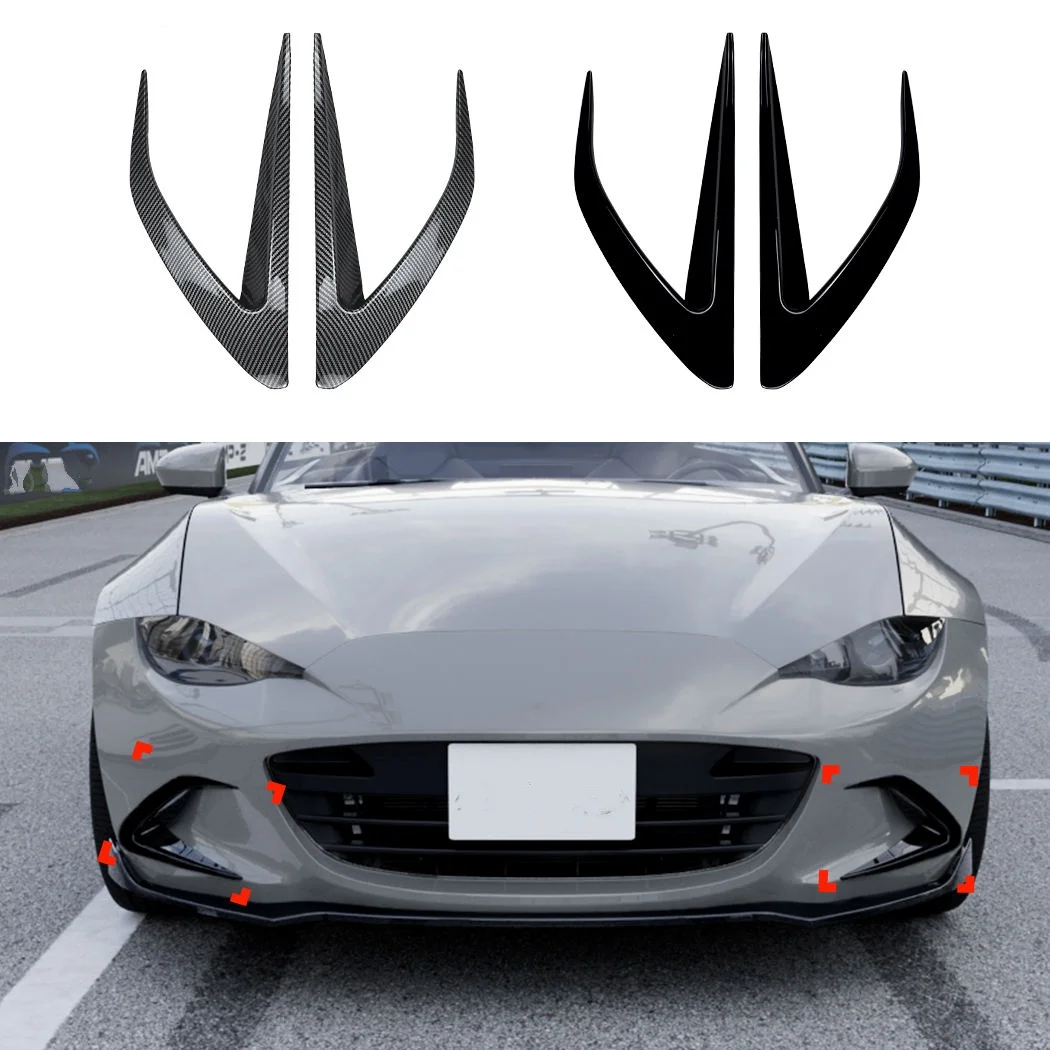 1 Set Black Front Wind Knife Fog Lamp Trim For Mazda MX-5 Miata ND 2016+ Side Canards Spoiler Splitter Modification Accessories