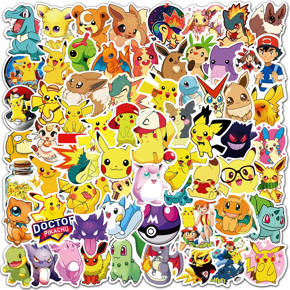 10/30/50/100pcs Cute Pokemon Anime Eevee Pikachu Stickers Cartoon Kids Decals Toy Graffiti Phone Notebook Laptop Cool Sticker