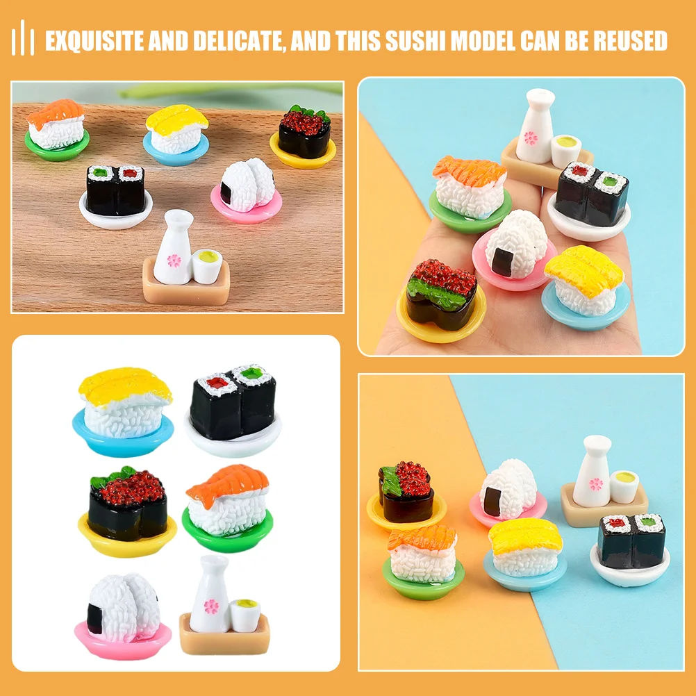 

12Pcs Realistic Artificial Sushi Sashimi Resin Food Display High Simulation Miniature Sushi Decorative Desktop Set