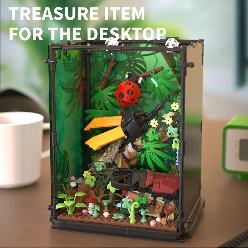 

Insect Kingdom Building Blocks Fish Tank Landscape Assembly Model Decoration Tropical Rainforest Series Boy Gift